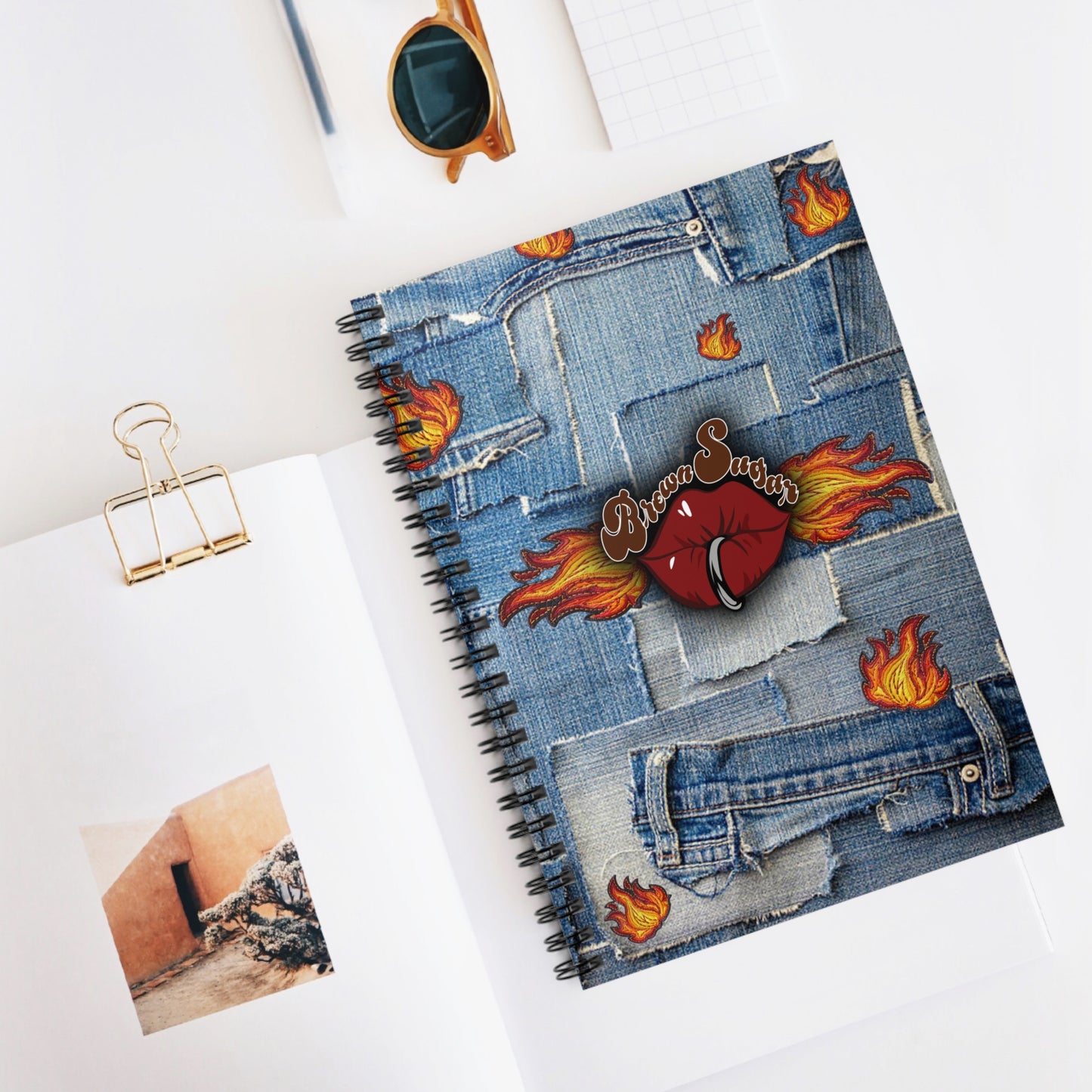 Denim Patchwork Design Spiral Notebook