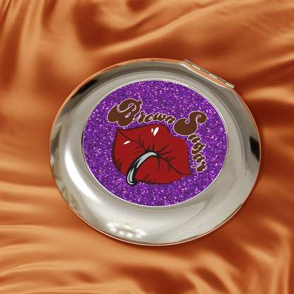 Purple Glitter Compact Mirror