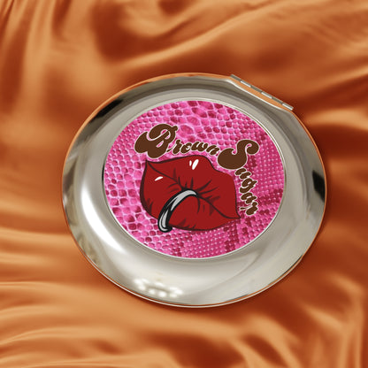 Pink Snakeskin Design Compact Mirror