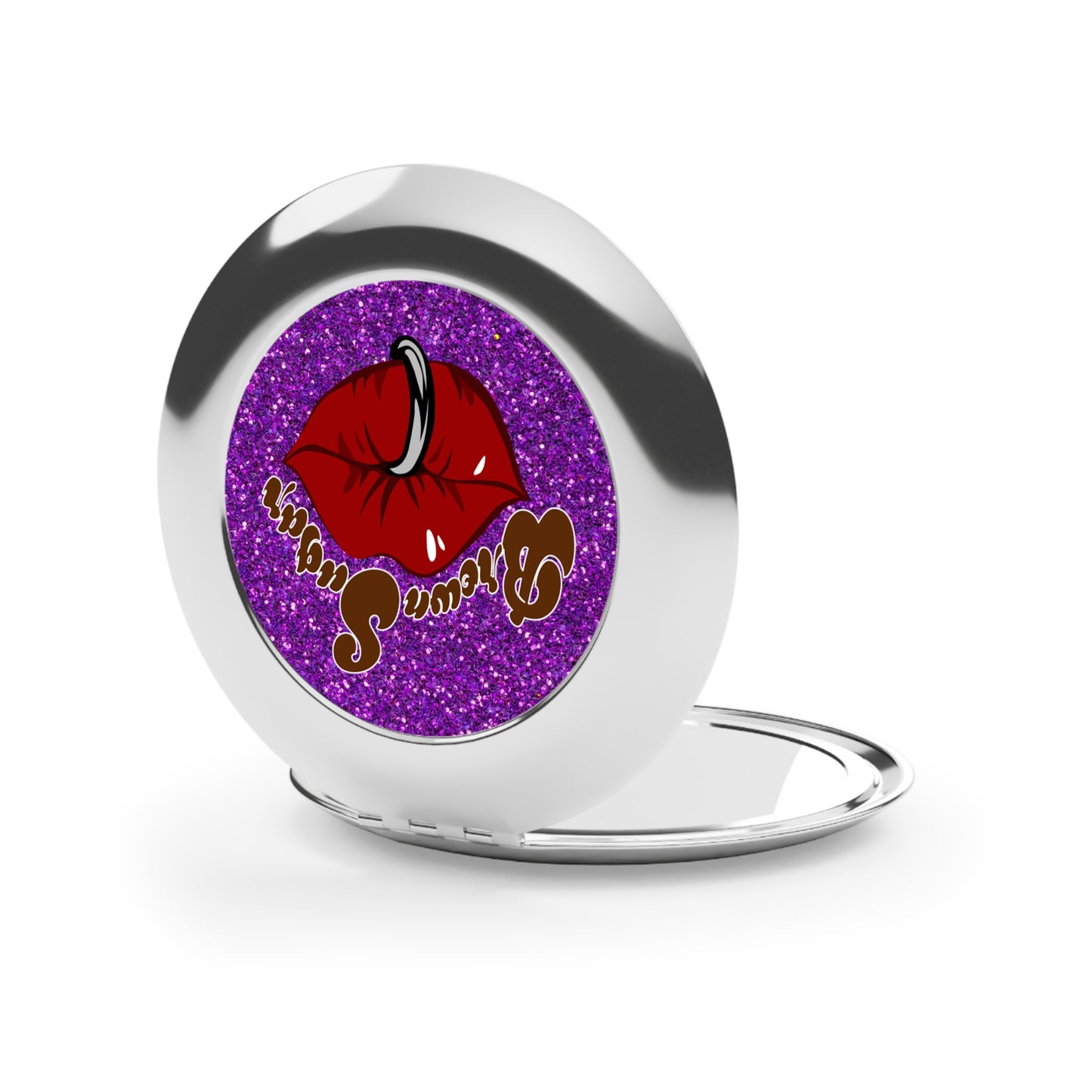 Purple Glitter Compact Mirror