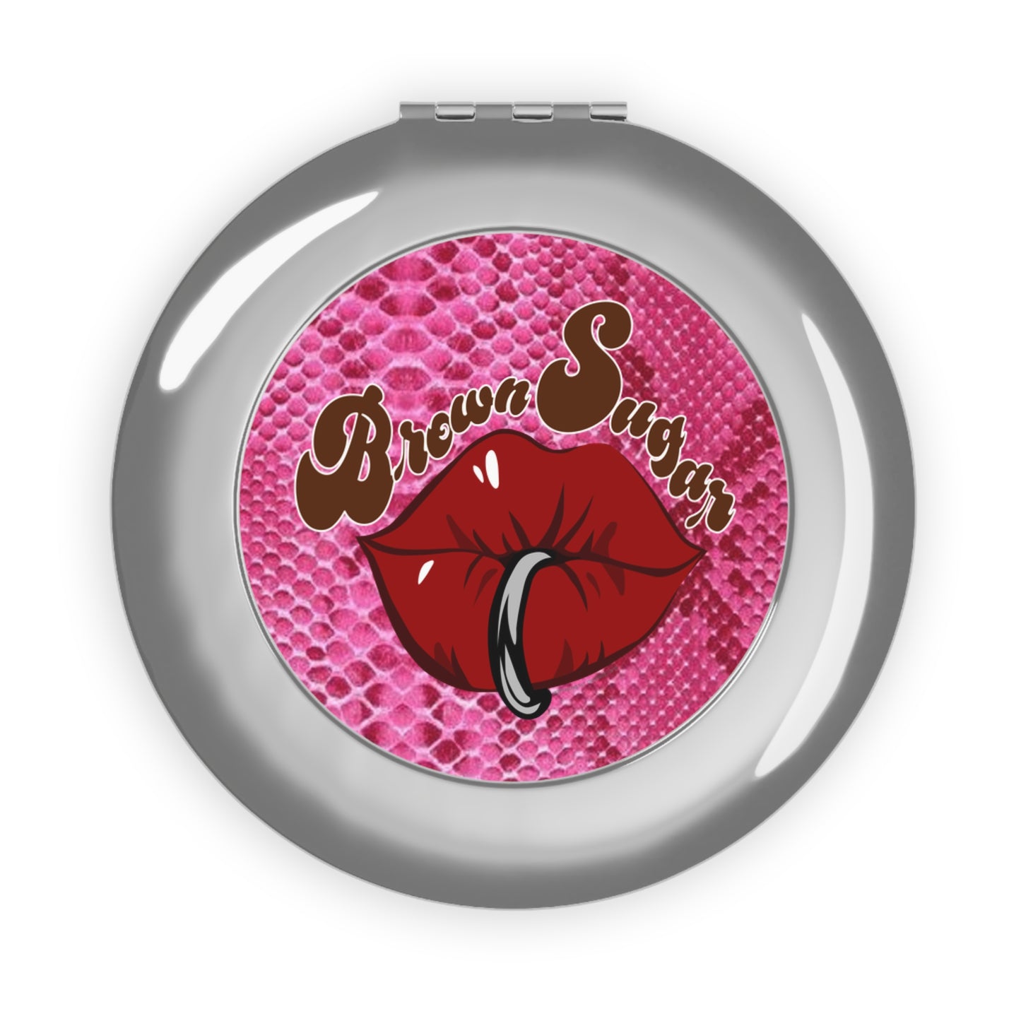 Pink Snakeskin Design Compact Mirror