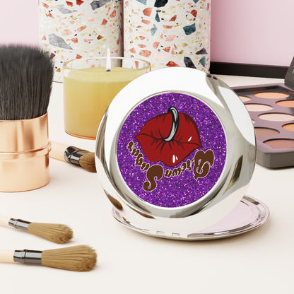 Purple Glitter Compact Mirror