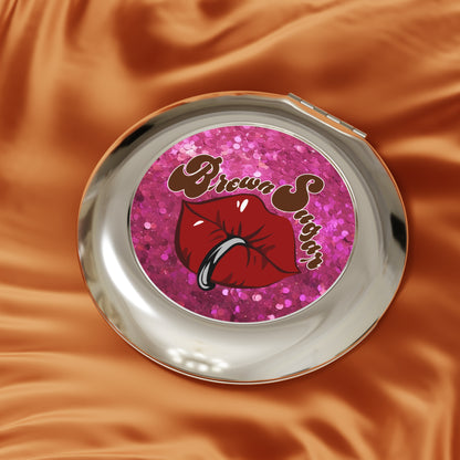 Pink Glitter Compact Mirror