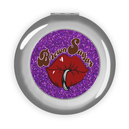 Purple Glitter Compact Mirror